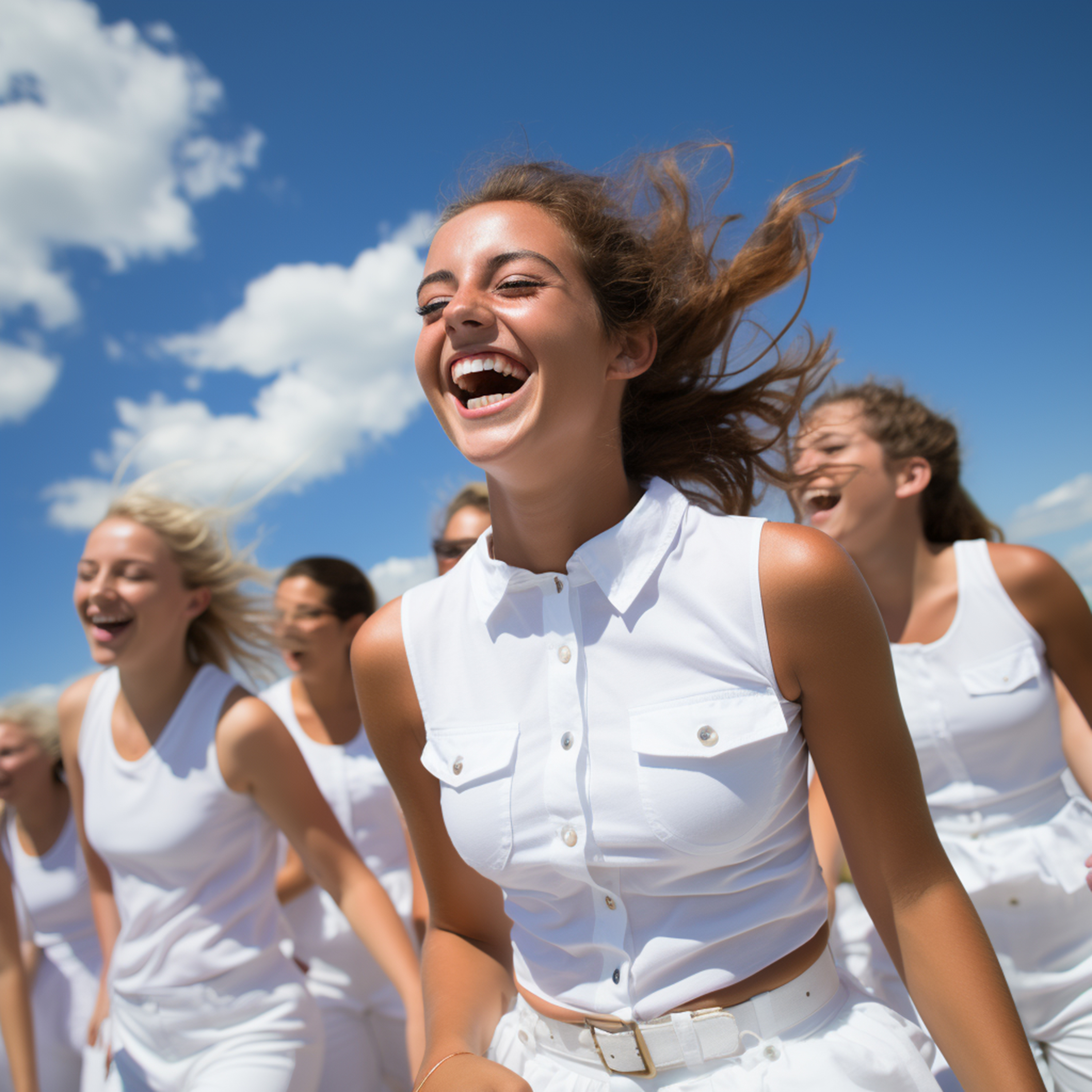 Illustration zum Le Dîner en Blanc Mannheim mit sommerlicher Atmosphäre und Musikerinnen in Weiß.